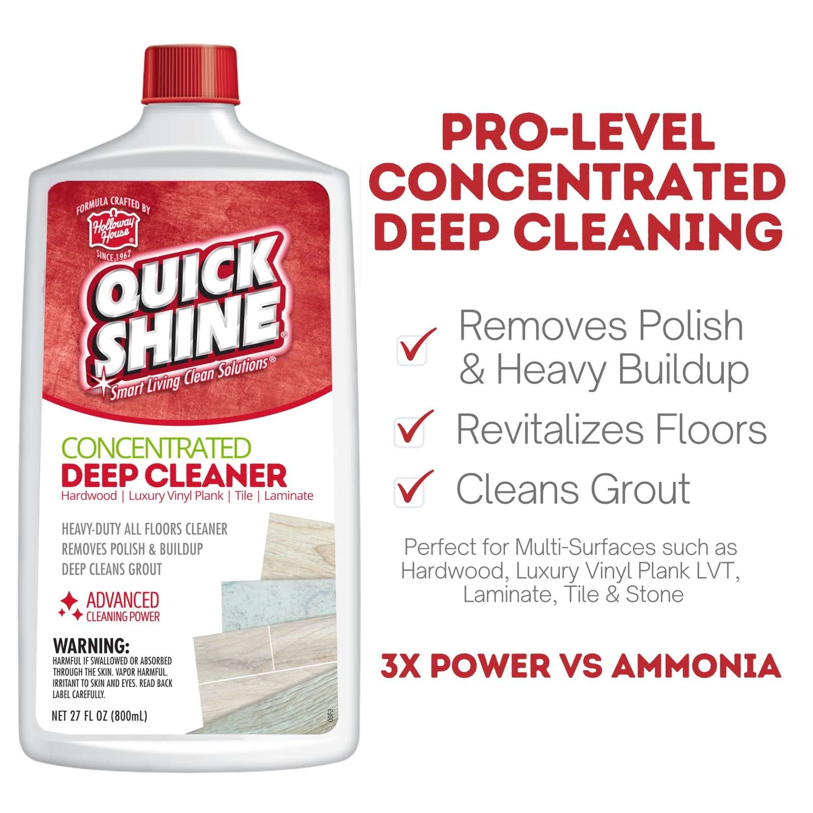 Quick Shine Multi Surface Deep Floor Cleaner and Remover 27 Ounce (Pack of 1)