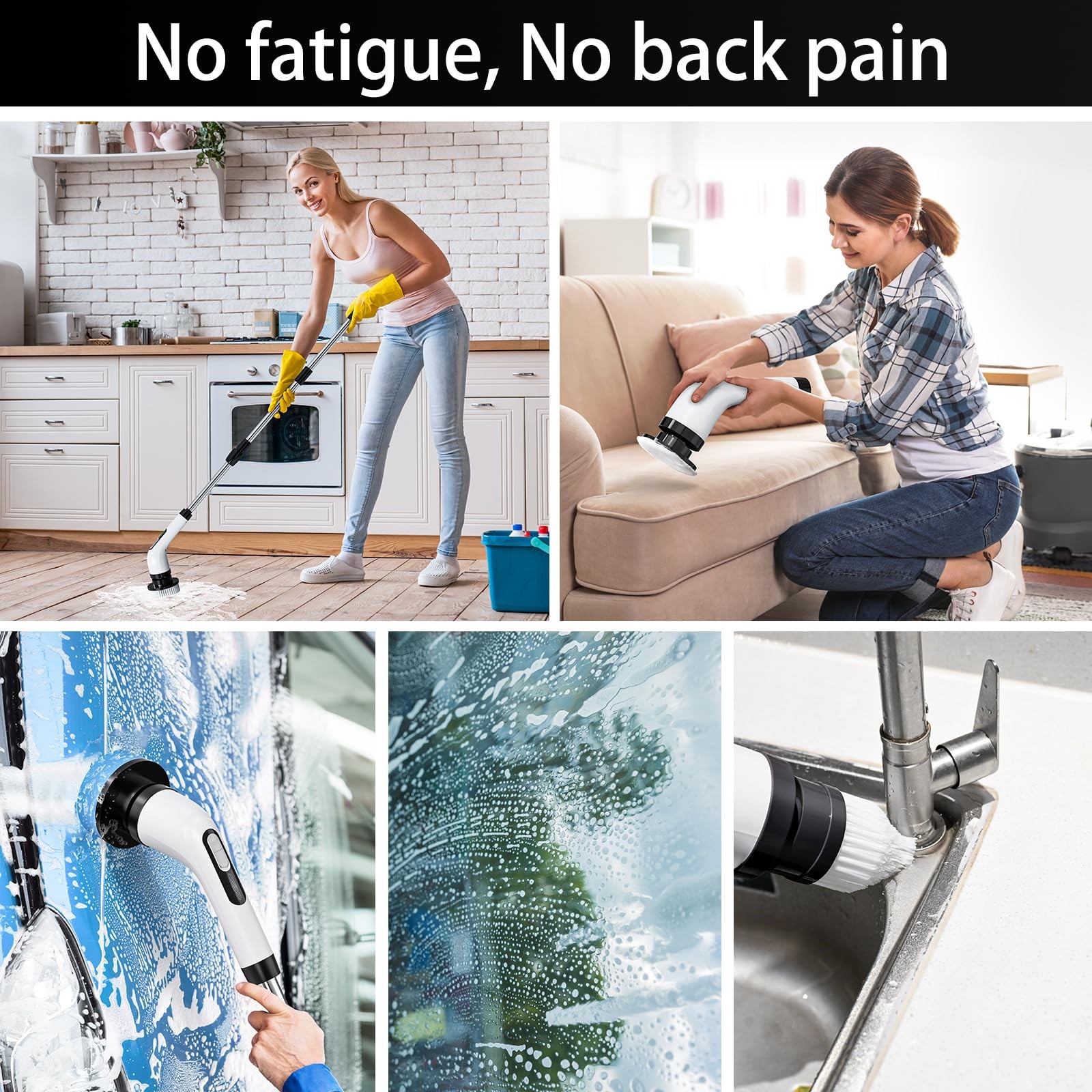 Cordless Electric Spin Scrubber – IPX7 Waterproof, LCD Display, 8 Brush Heads…