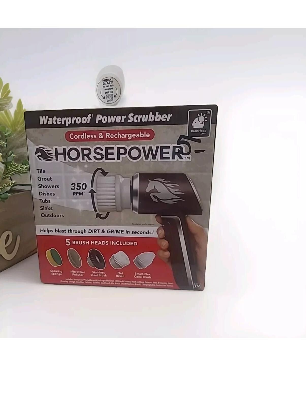 Ruby Horsepower Handheld Cordless Rechargeable Spinning Power Scrubber
