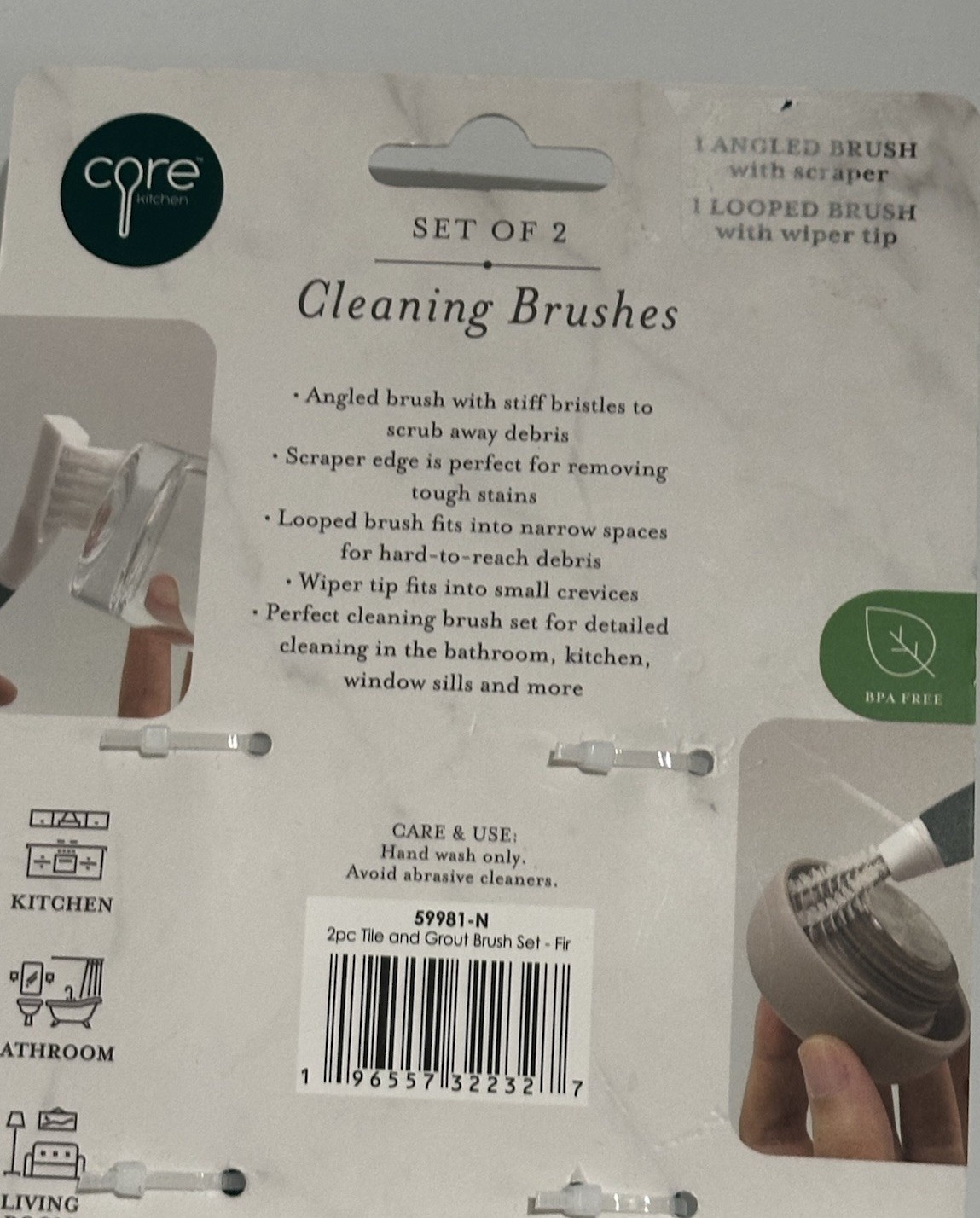 Core Hard Bristle Crevice Cleaning Brushes Lot Of 2 Kitchen Bathrooms Cleaning