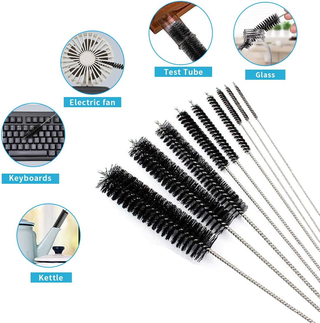 10 Pcs Flexible Drain Brush Straw Cleaner Brush Set,Pipe Cleaners Brush,61Inch S