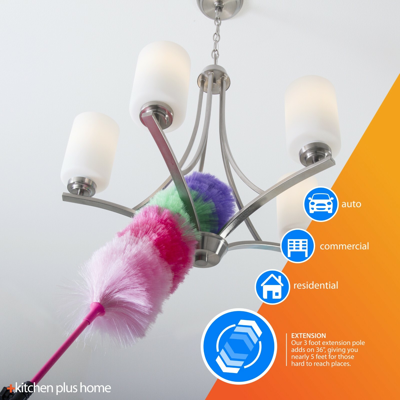 Static Duster – 27″ Large Electrostatic Duster with Bonus 35″ Extension Pole
