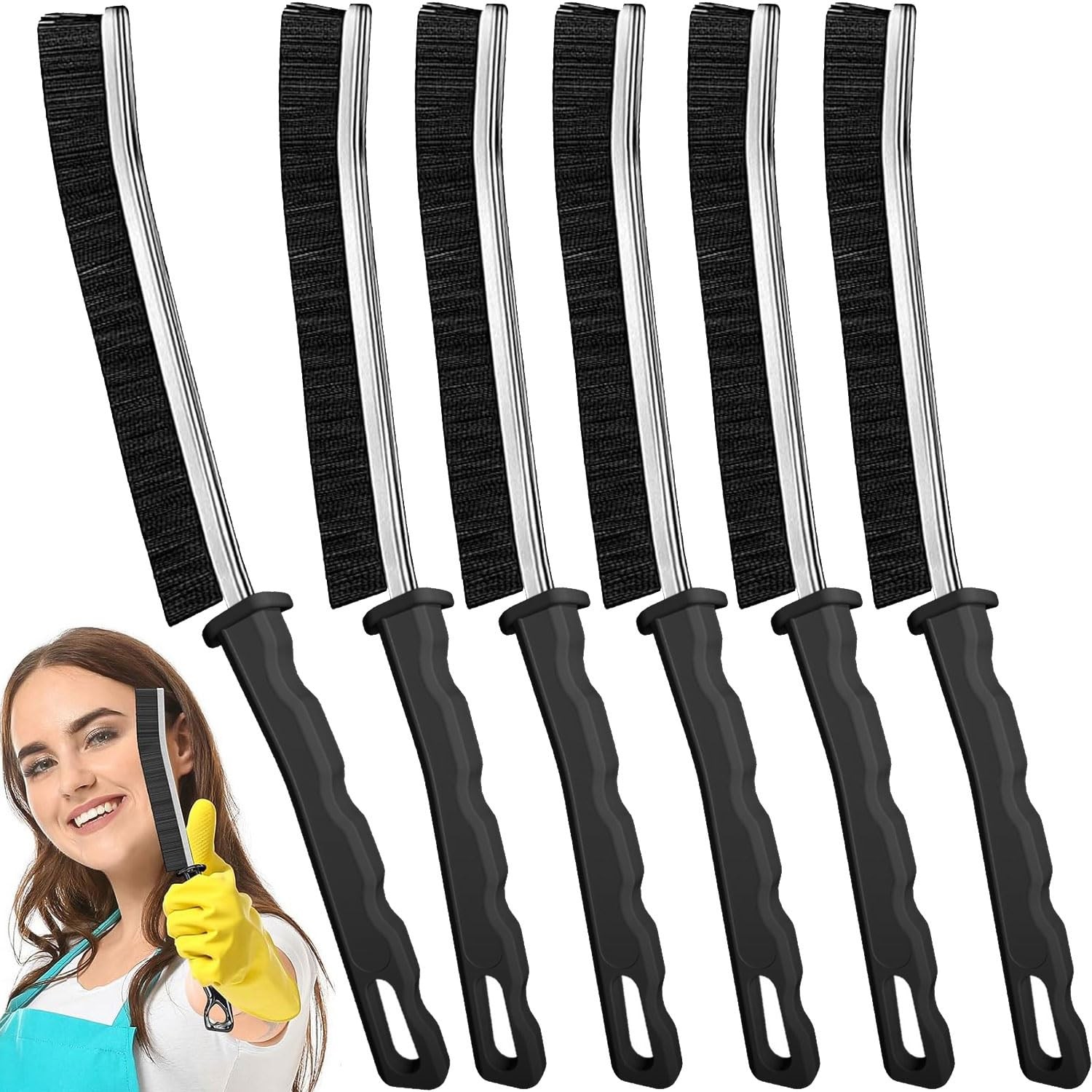 Crevice Cleaning Brush Set, Hard Bristle for Bathroom and Shower Gaps, 6pcs