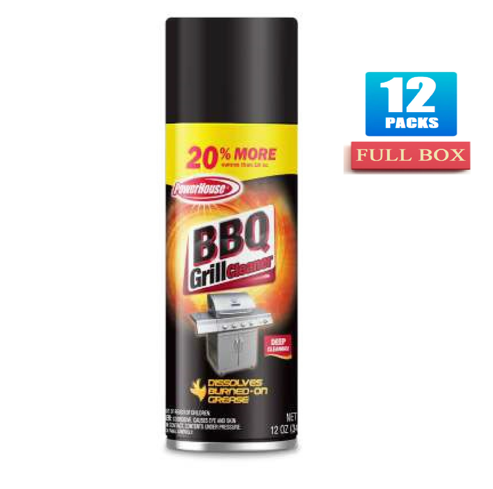 12x Packs PowerHouse BBQ Grill Aerosol Cleaner – 12oz Each
