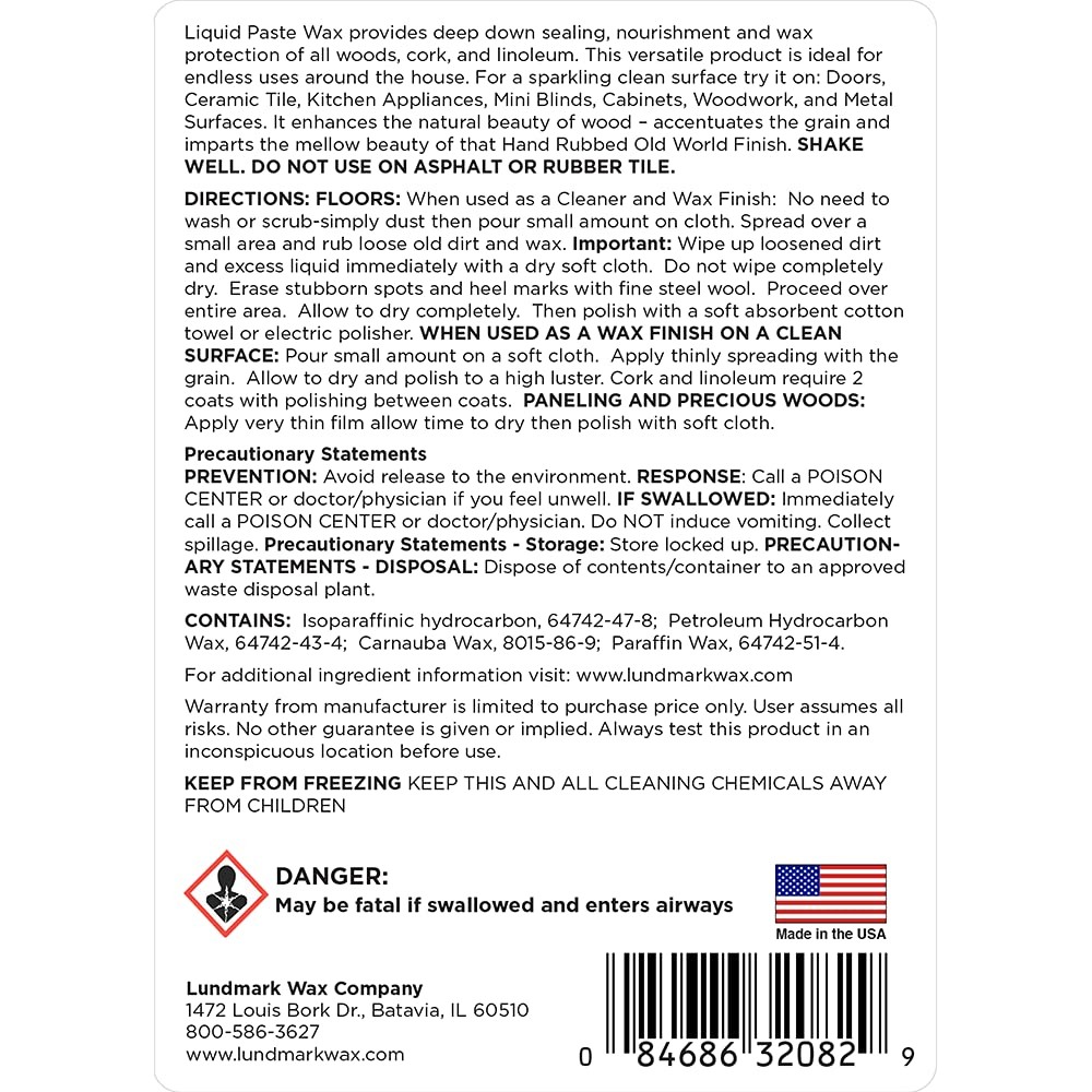 Lundmark Liquid Paste Wax with Carnauba Wax, 32-Ounce, 3208F32-6 (LUN-3208F32-6)