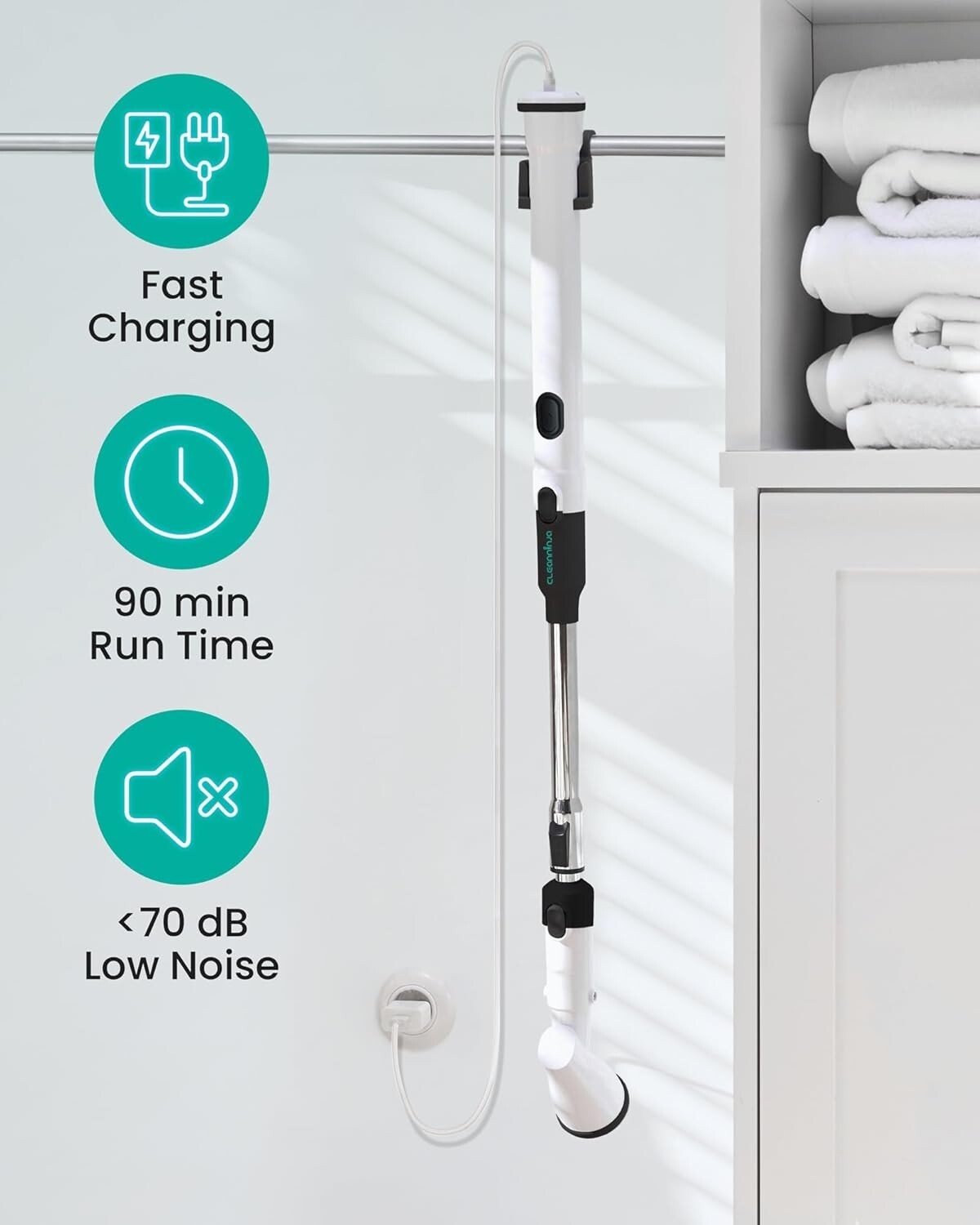 Cepillo Eléctrico Giratorio Inalámbrico – Cepillo de Baño con 11 Cabezales Reemp