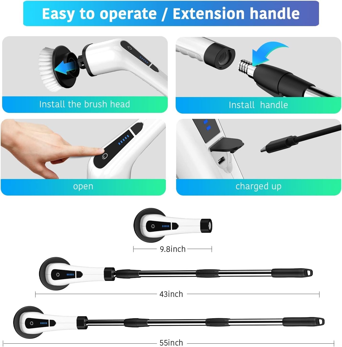 Electric Spin Scrubber, Electric Bathroom Cleaning Brush, LHPY Upgraded Version