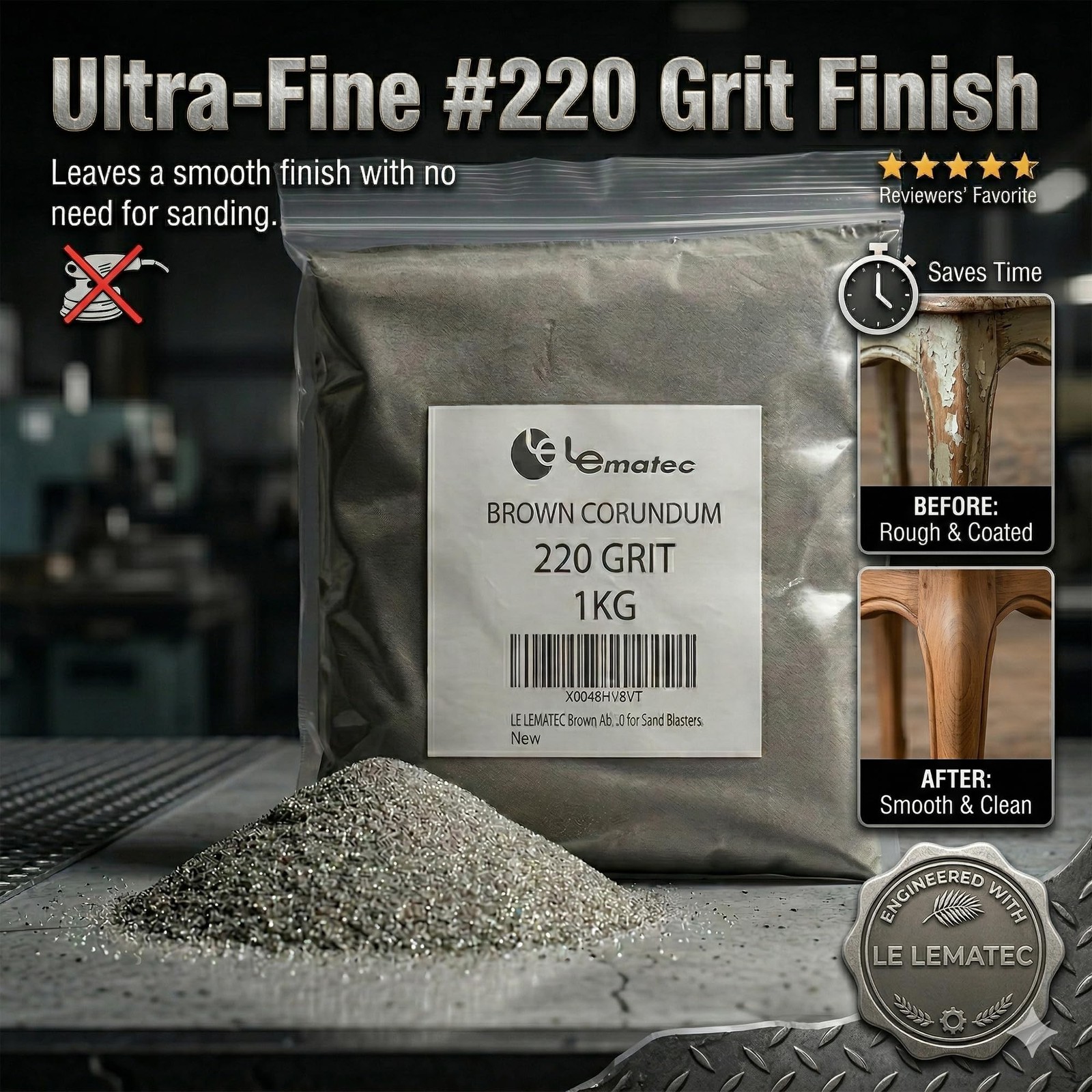 LE LEMATEC Brown Corundum Abrasive Blasting Media #220 – Ideal for Surface Pr…