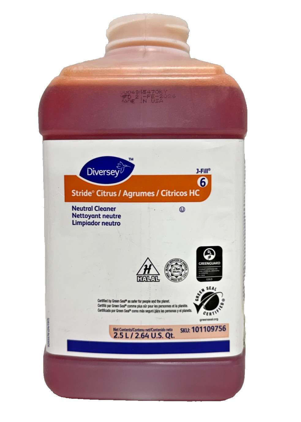 Diversey Stride HC Multipurpose Cleaner Citrus J-Fill 101109756 2.5L NEW