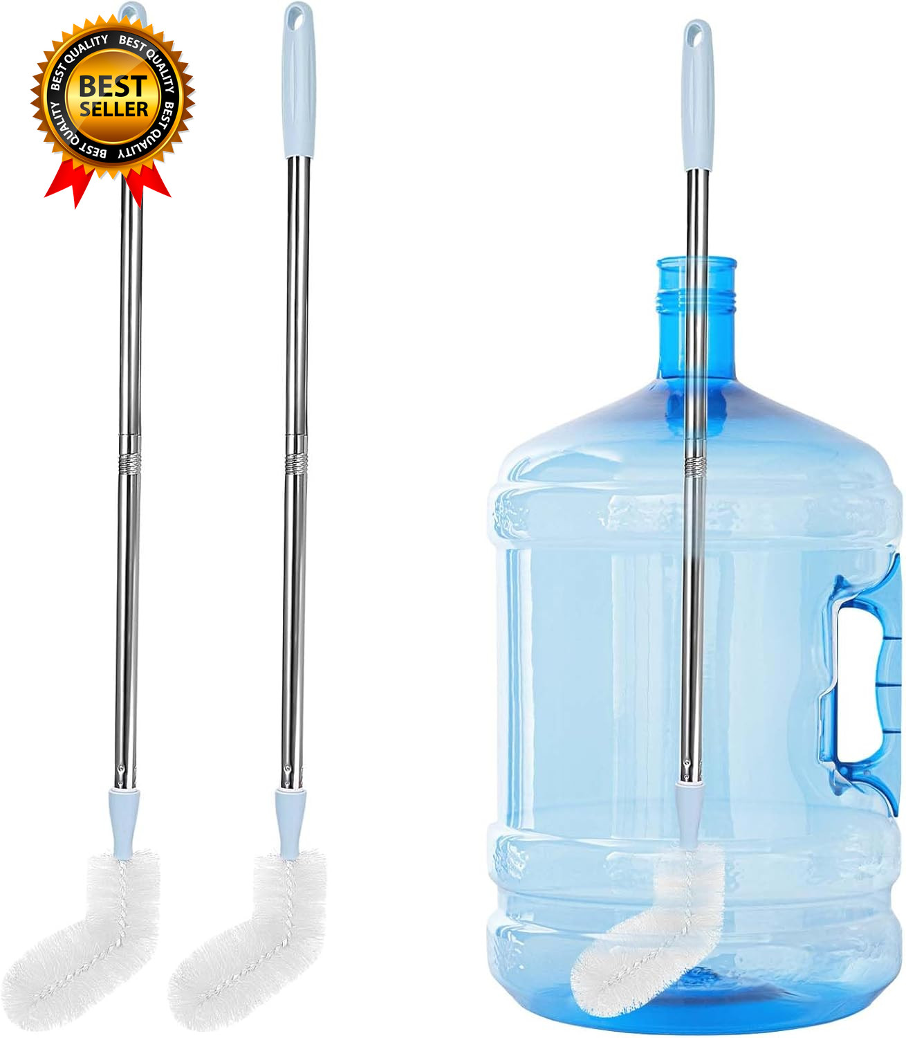 2-Pack 28’ Long Bottle Brush 3 and 5 Gallon Bottle Cleaning Brush Water Bottle