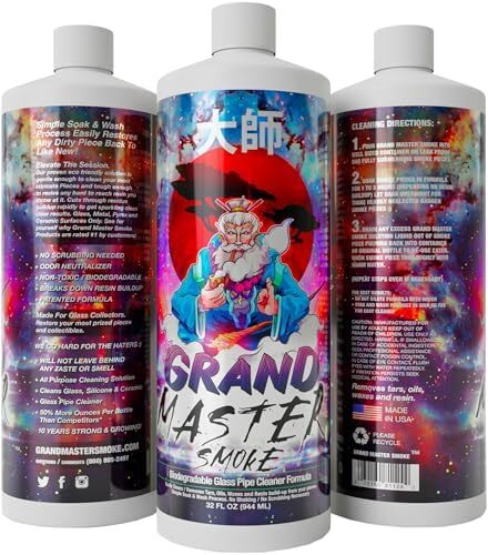 GRAND MASTER SMOKE (64oz bundle) SOAK & WASH BIODEGRADABLE BONG CLEANER /Glas…
