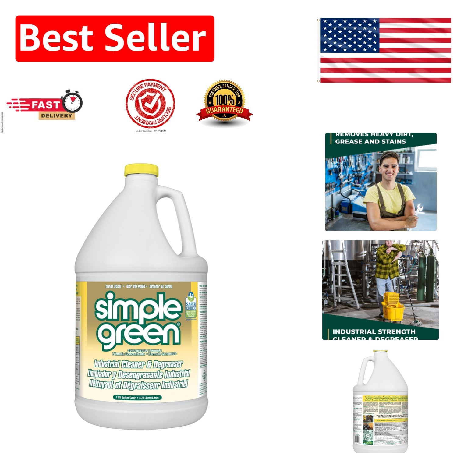 73434010 Concentrated Lemon Industrial Cleaner & Degreaser – 1 Gallon Bottle