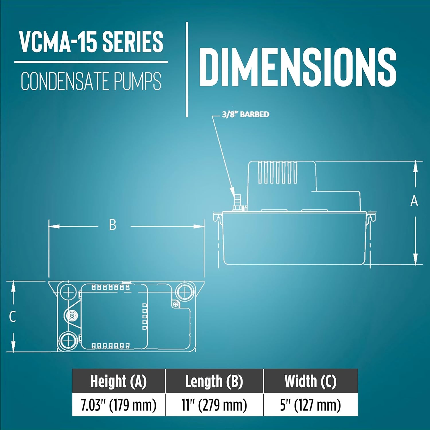 Little Giant VCMA-15ULST 115 Volt, 65 GPH, 1/50 HP Automatic Condensate Remova
