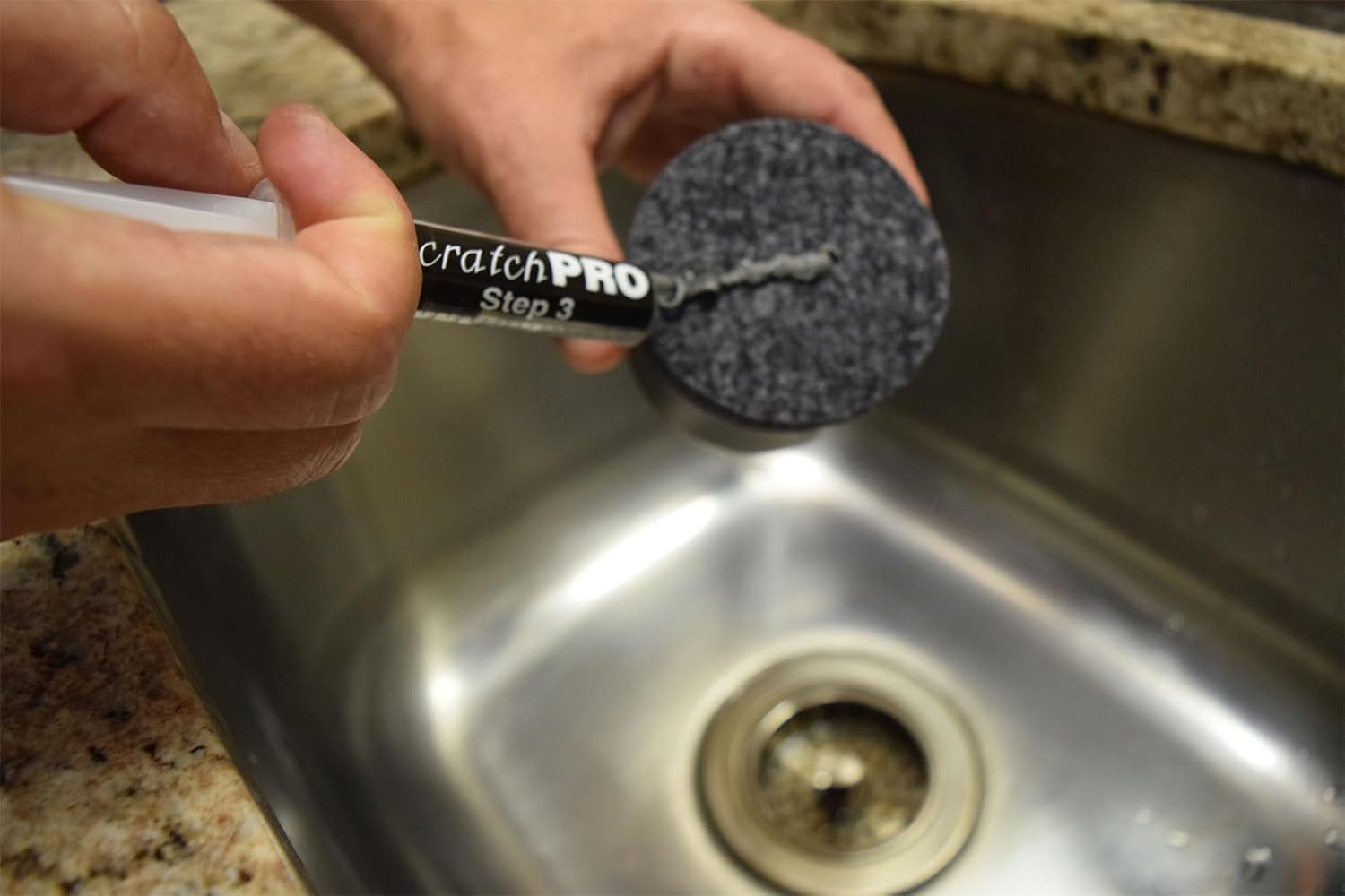 Scratch Remover Kit for Polishing and Repairing Stainless Steel Sinks, with Diam