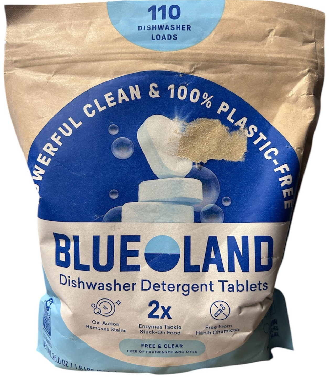 Blue Land Free & Clear 100% Plastic Free Dishwasher Detergent Tablets 220-Ct