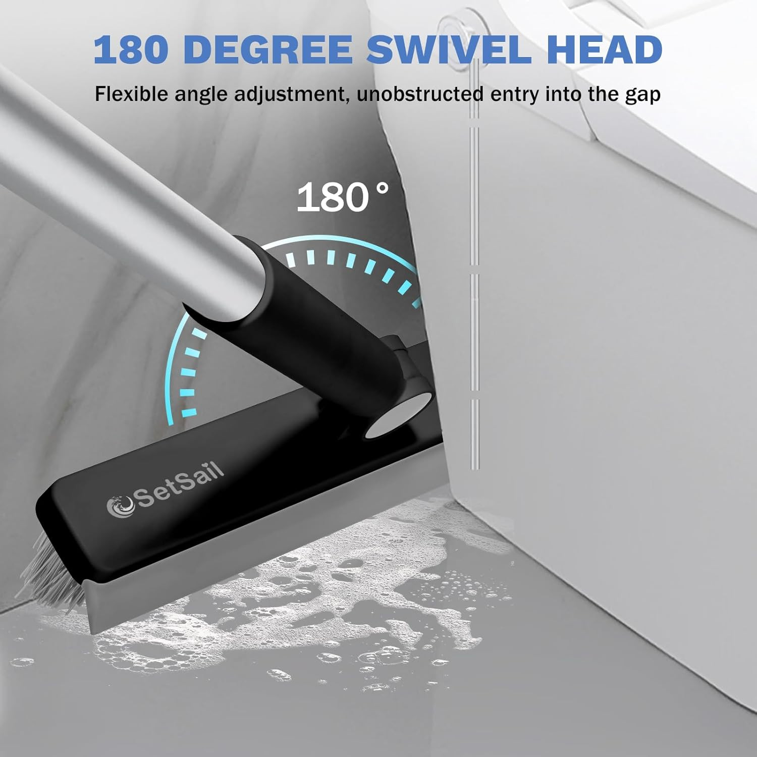 Grout Cleaner Brush with Long Handle V-Shaped Floor Scrub Brush Swivel