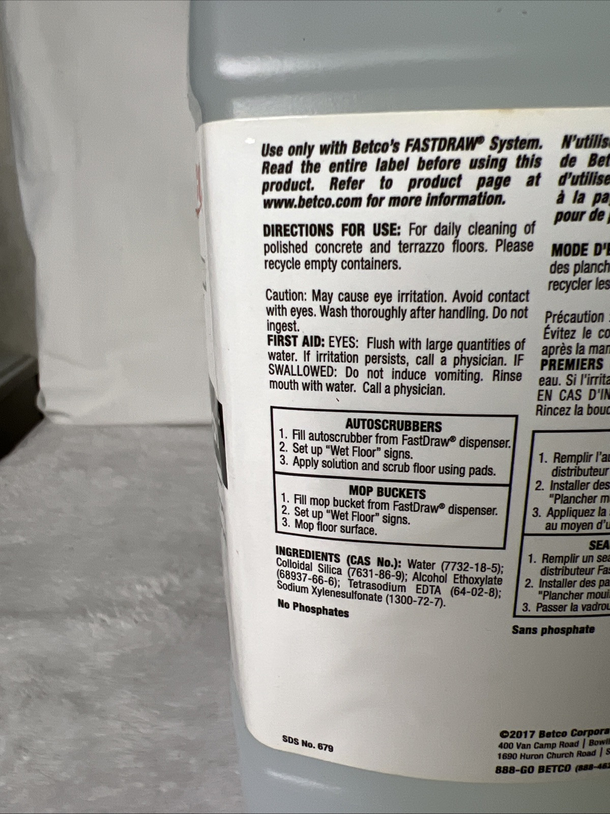 New Betco Densiclean 67.6oz Polished Concrete Terrazzo Cleaner 2L