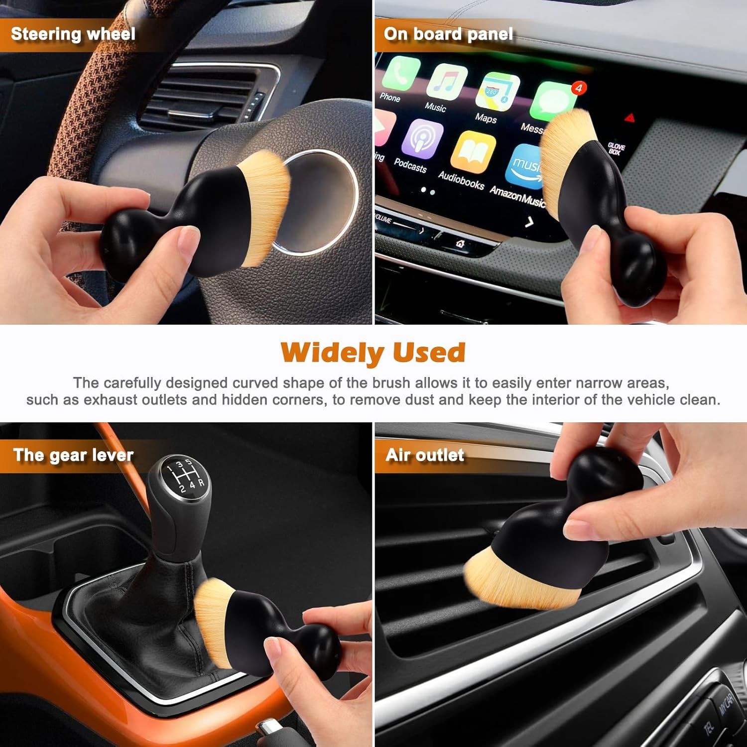 Auto Car Detailing Brush Set Car Interior Cleaning Kit Includes 3 Boar Hair Deta