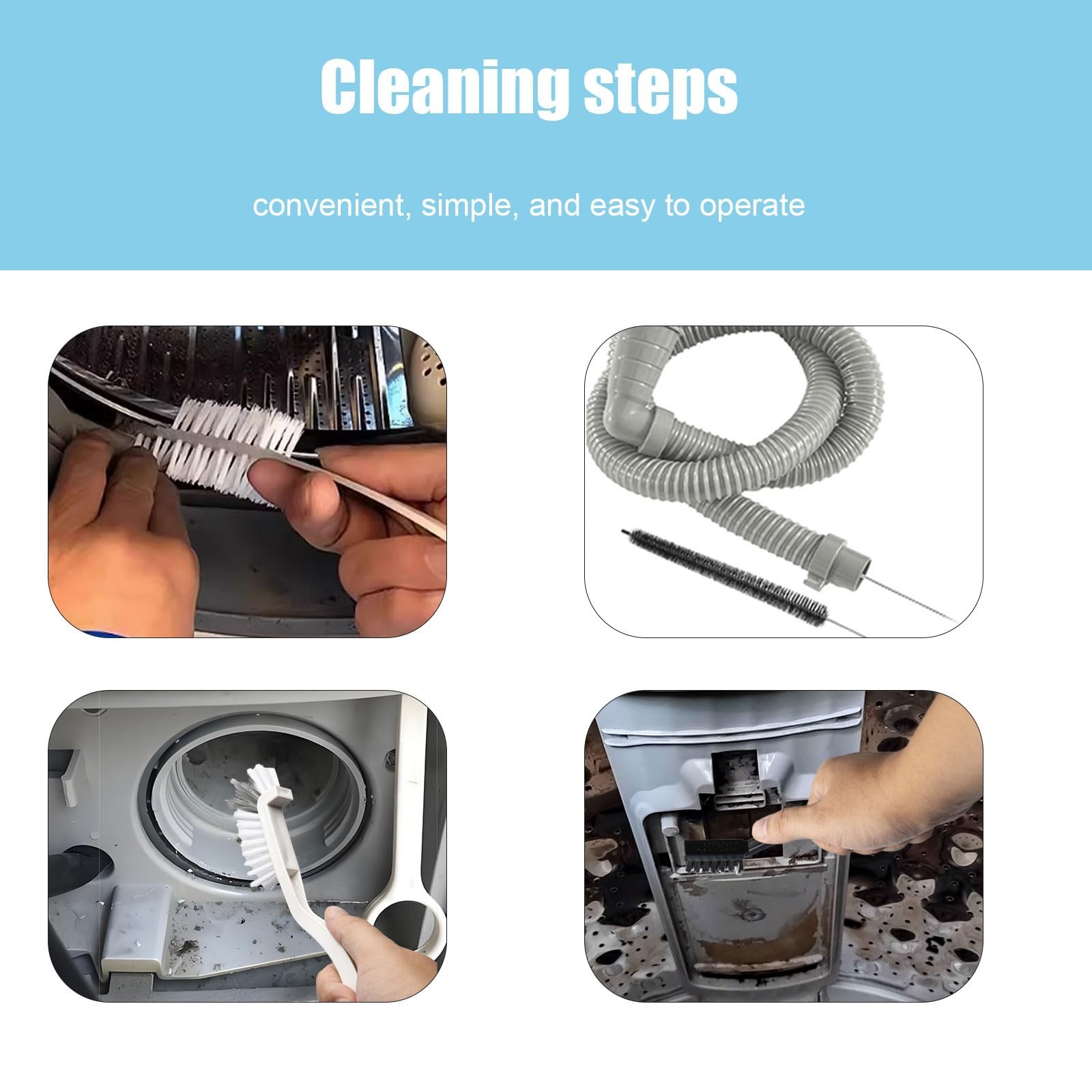 Washing Machine Cleaning Brush,Dryer Vent Cleaner Kit,Crevice Brush for Bathr…