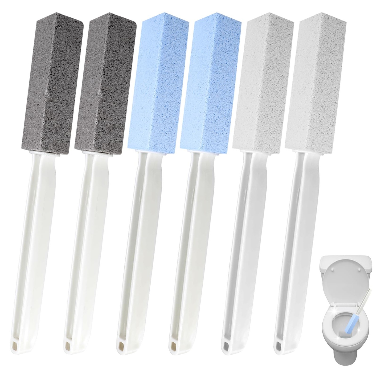 6 Pack Pumice Stone Blocks with Handle for Bowl Cleaning Hard Water Cleaner