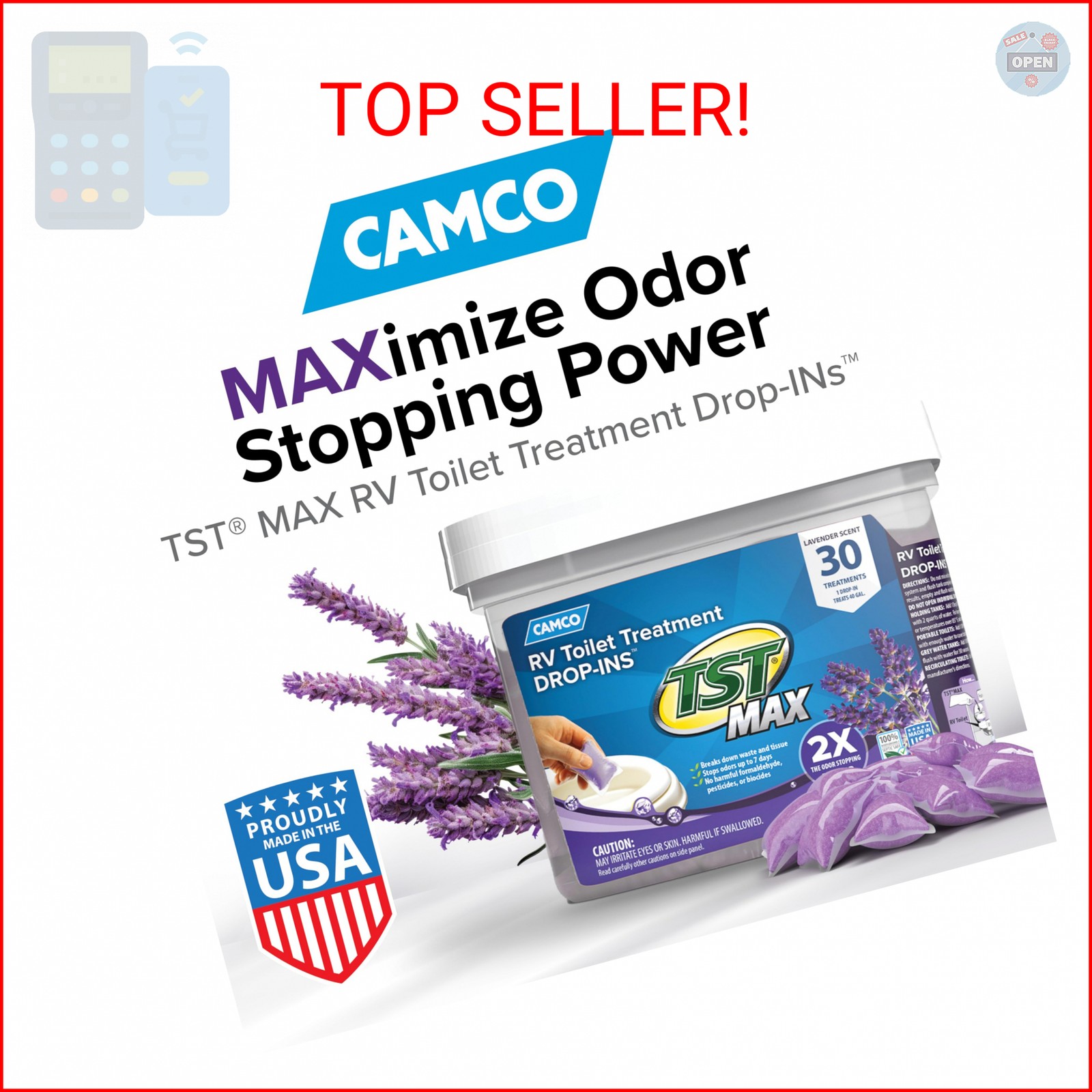 Camco TST MAX RV Toilet Treatment Drop-INs – Control Unwanted Odors and Break Do