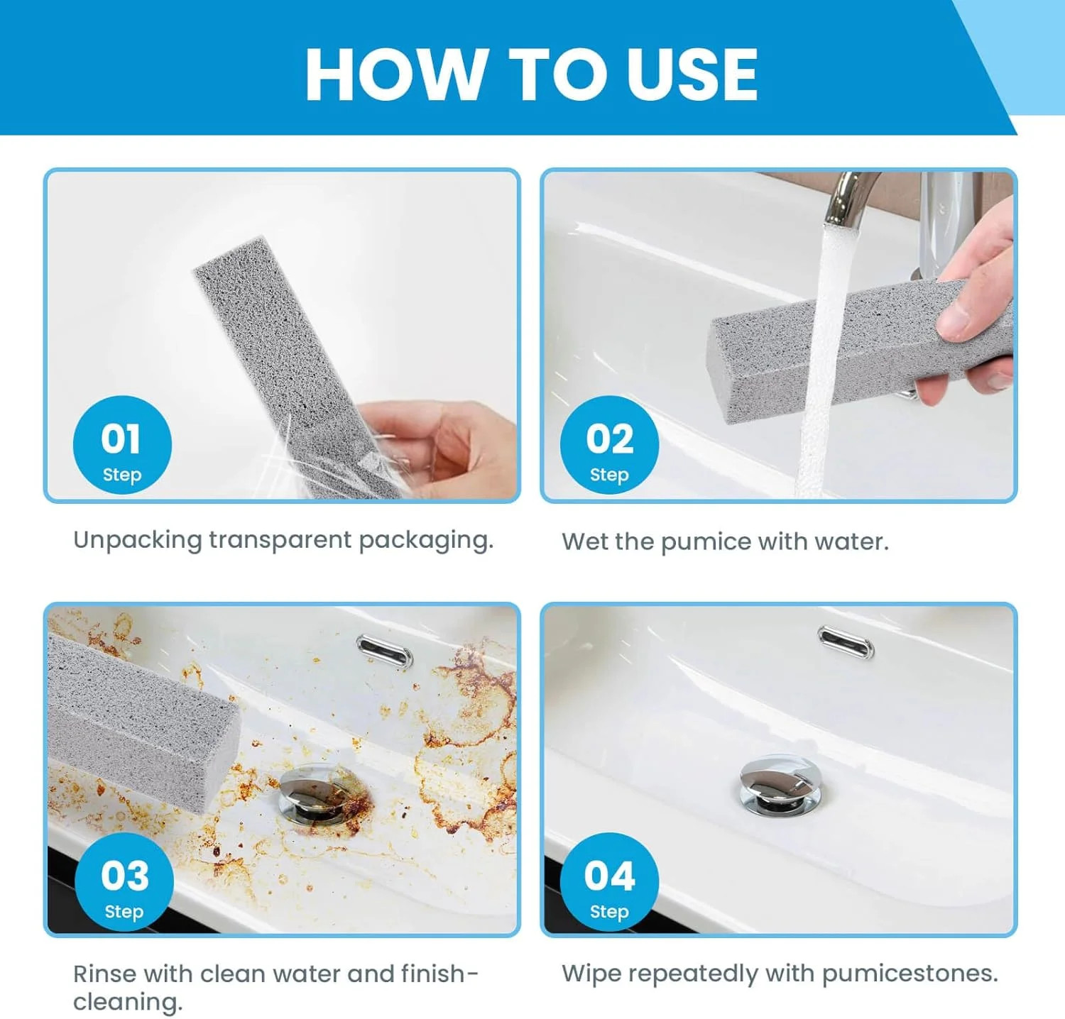 14 Pack Pumice Stone for Toilet Bowl Cleaning, Powerfully Cleans Hard Water Ring