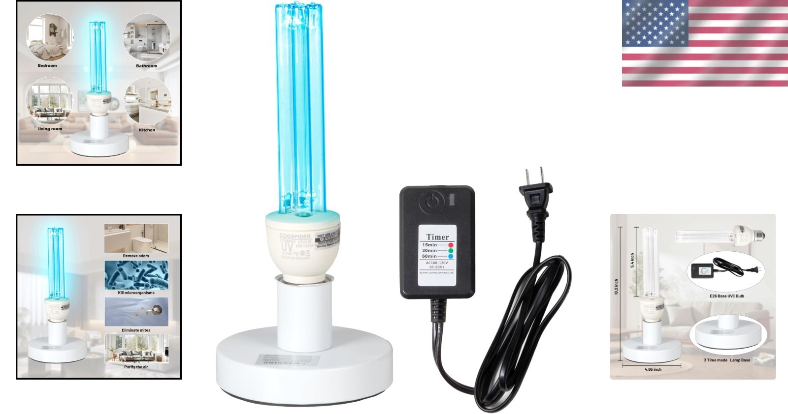Bedroom/Kitchen/Bathroom UV Light – 25W E26 Base