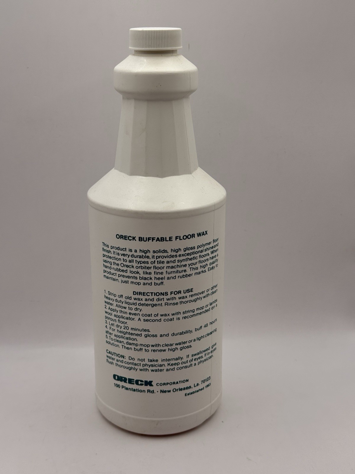 Vintage Oreck Care Institutional Buffable Floor Wax 32oz Full Bottle Polisher