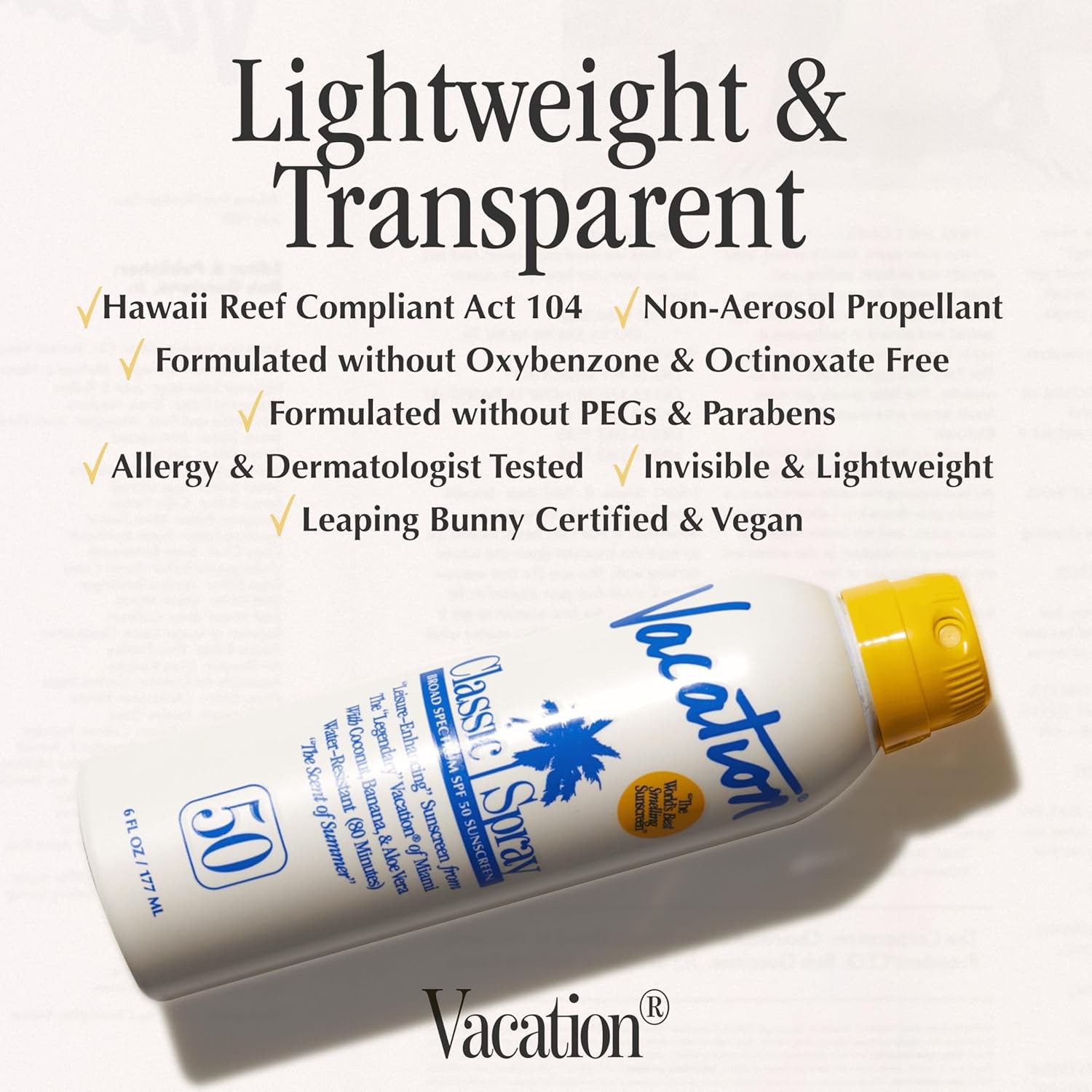 Vacation Classic SPF 50 Sunscreen Spray, 6 Fluid Ounces, Pack of 3 – Broad Spe
