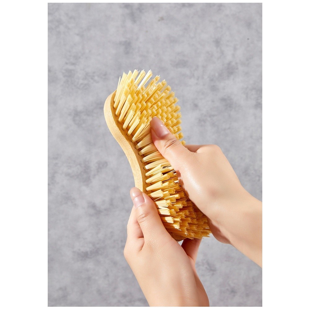 Wooden Handle Brush with PET Bristles for Cleaning For Clothes Shoes Surfaces