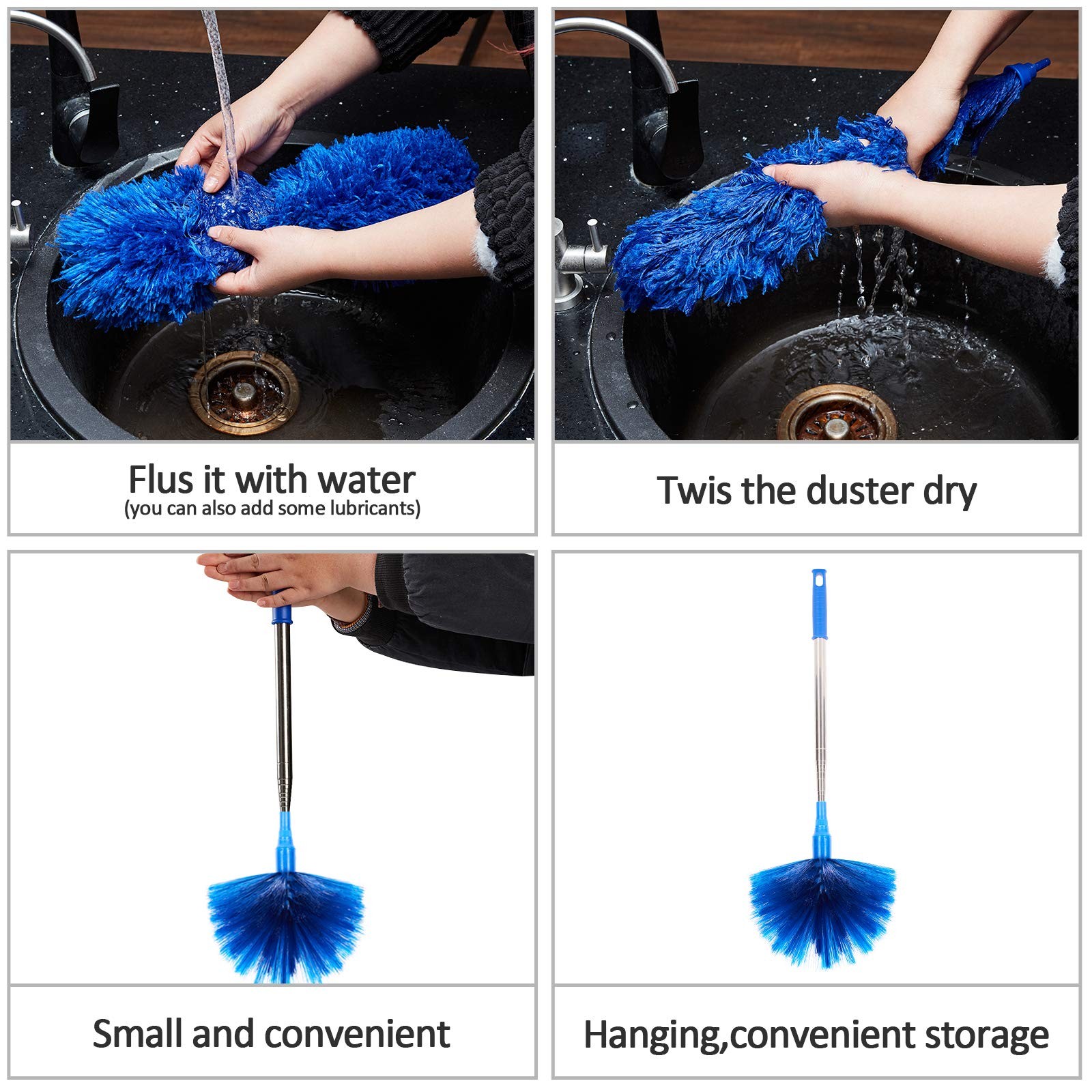 Cobweb Duster with Extension Pole,Spider Web Remover 2PCS Cob Web Duster 15