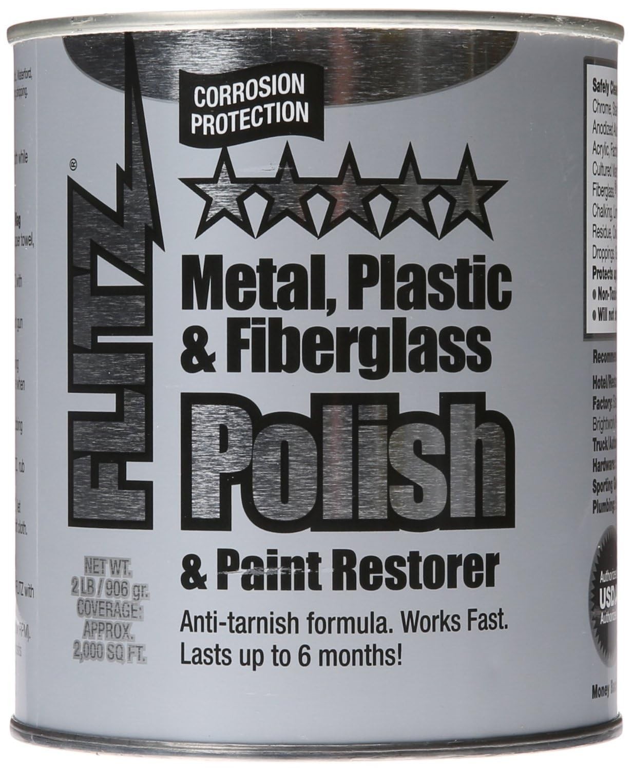 Flitz Metal Polish Paste 2 lb USA Chrome Brushless Stainless Brass Stove Wheel