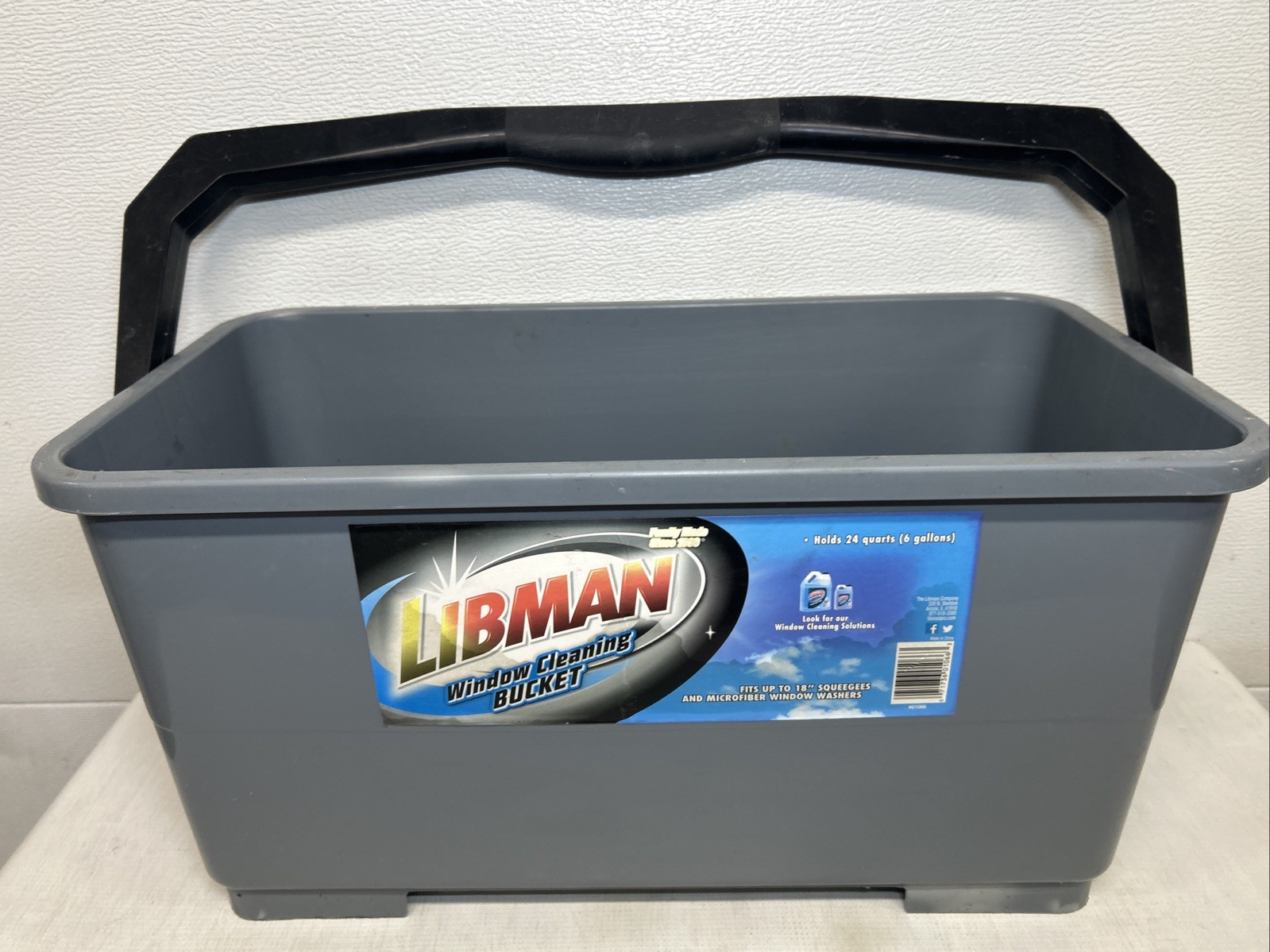 Libman 3.5-Gallon Window Cleaning Mop Bucket Container Grey w/Handle #01066