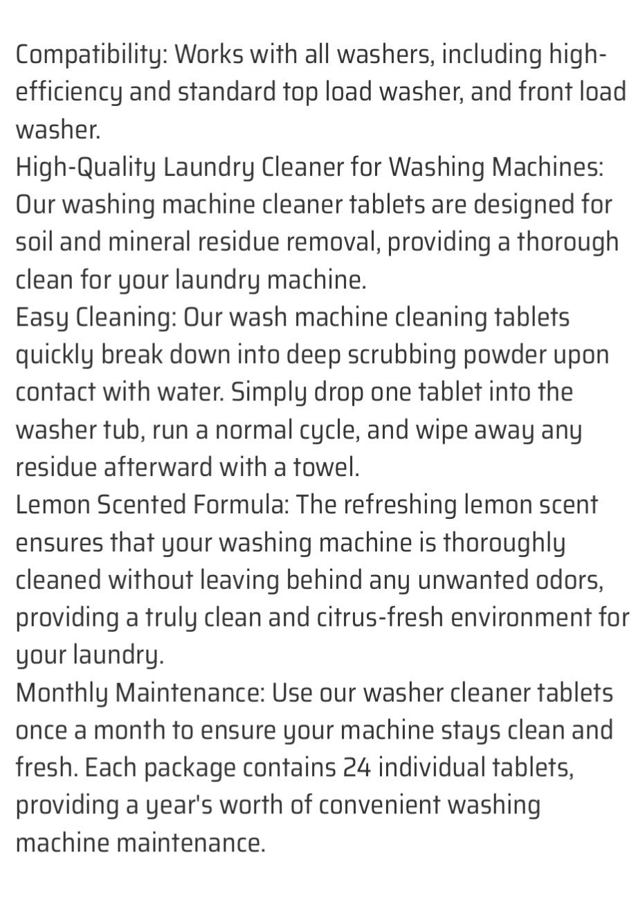48ct Washing Machine Deep Clean Lemon Scented Tablets / New 2 Packs of 24 = 48ct