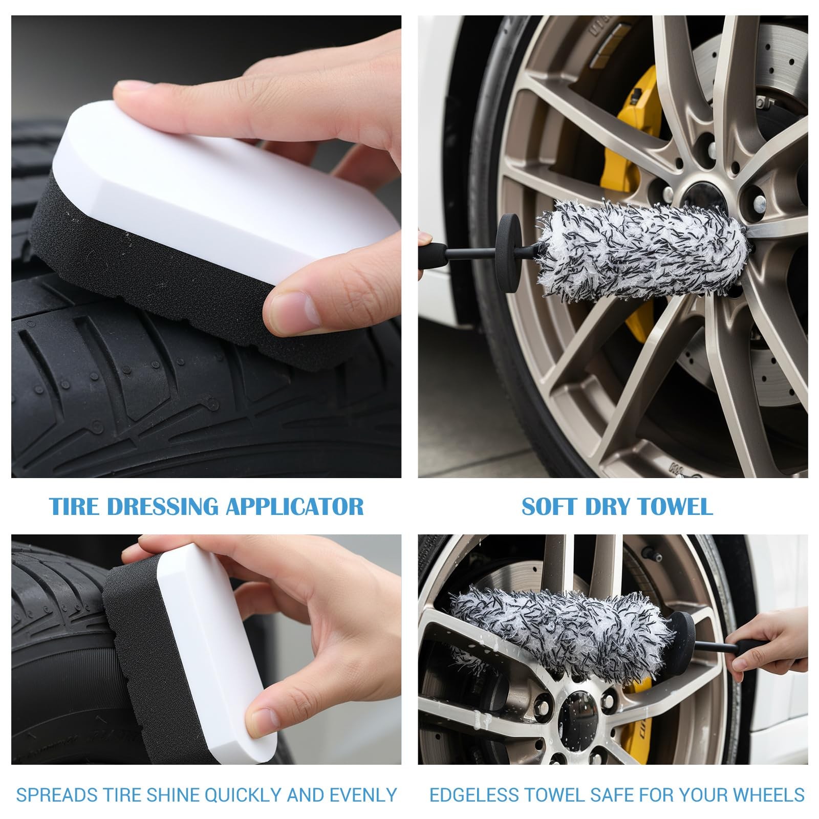 7PCS Car Wheel Tire Brush Set Soft Bristle Rim Cleaning Detailing Kit NEW!!!