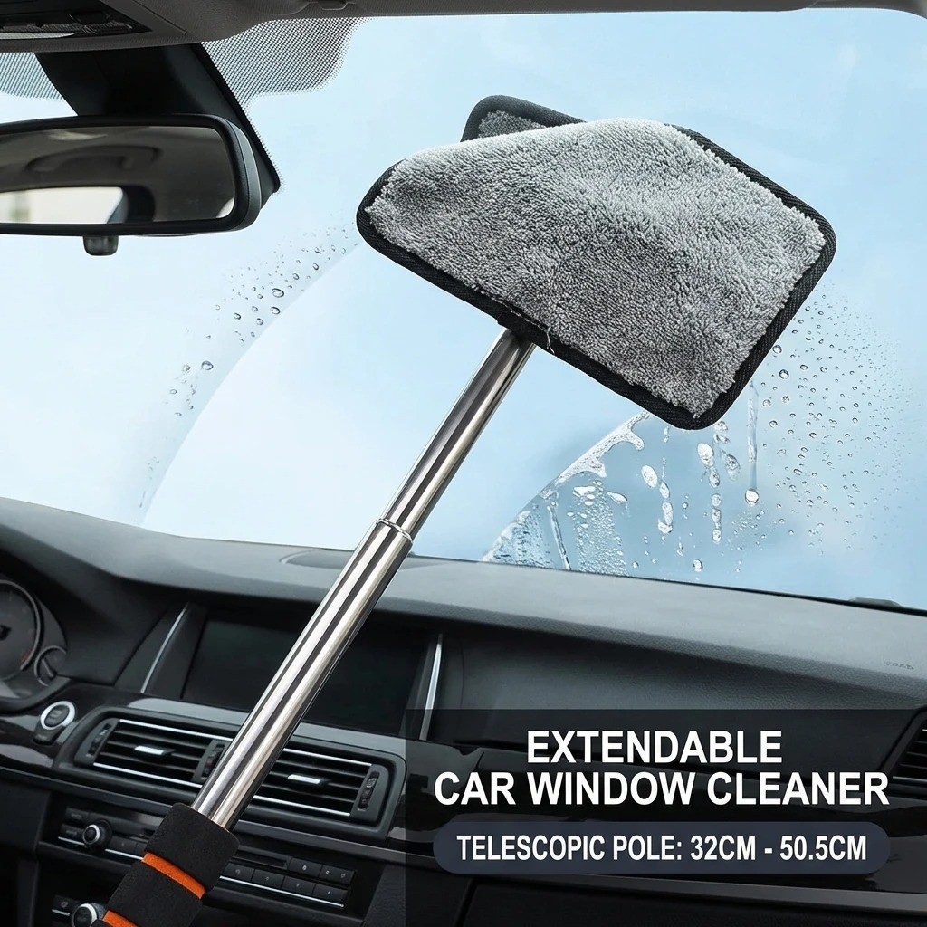 Windshield Cleaning Tool Kit & Car Window Glass Wiper Cleaner Brush Extendable