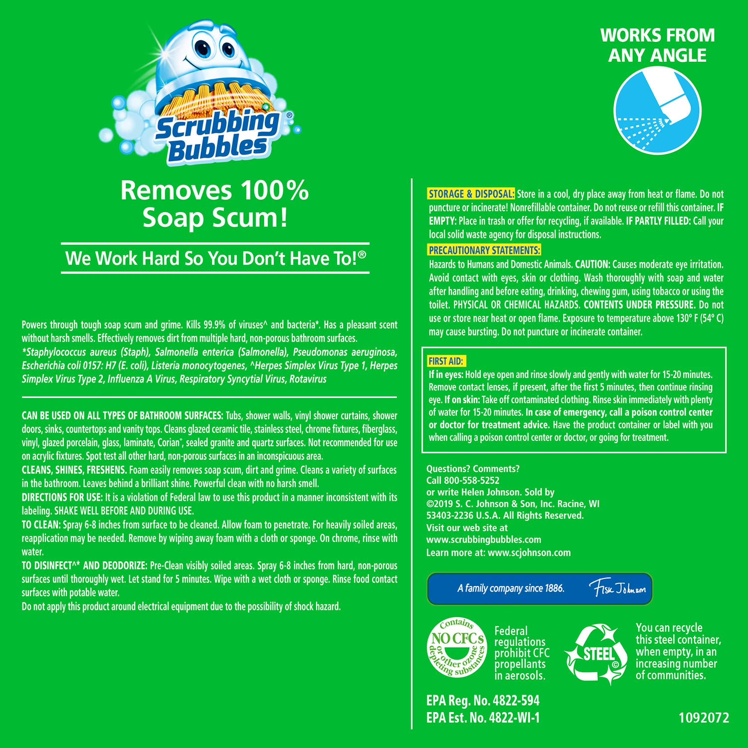 Scrubbing Bubbles Mega Shower Foamer Bathroom Cleaner 20 oz Pack of 3