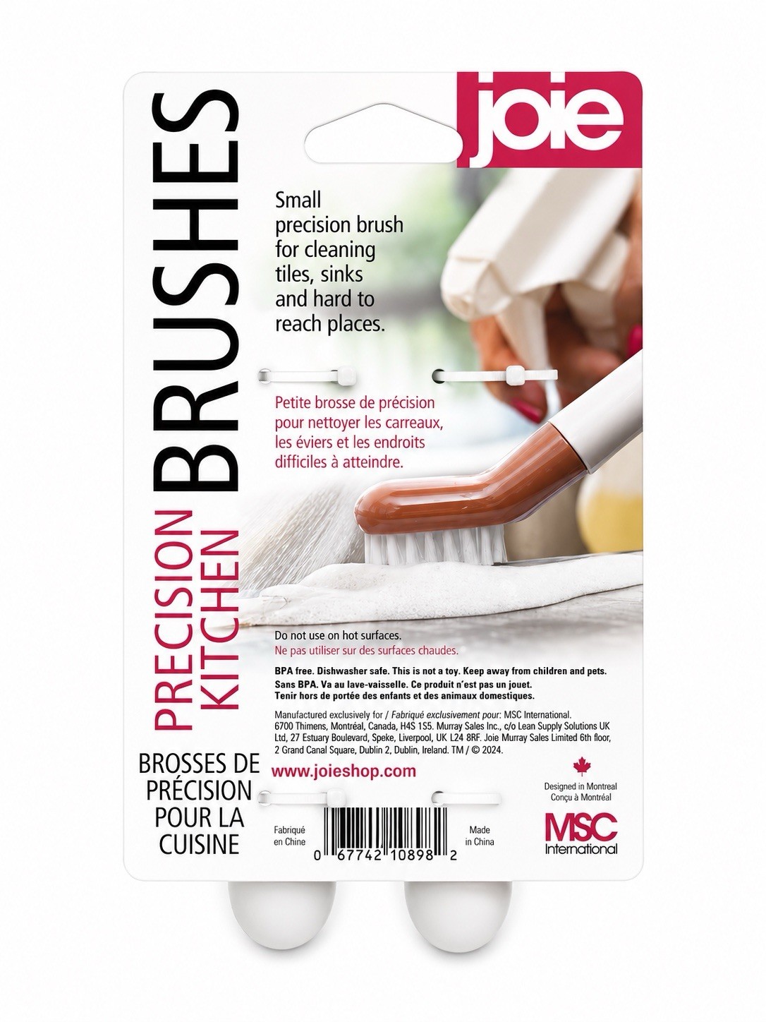 Joie Precision Kitchen Brushes Set Tile Grout Cleaning Brush Sink