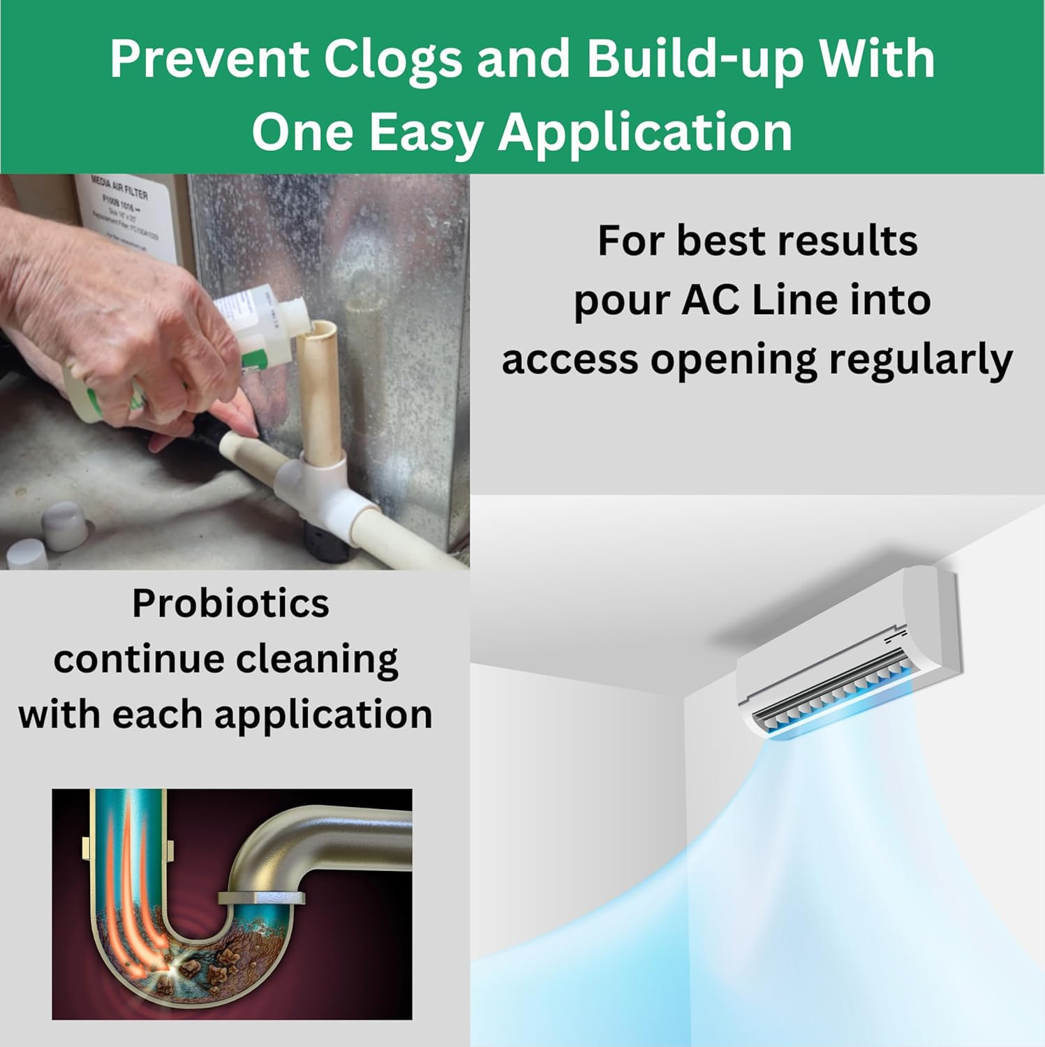 AC Drain Line Cleaner – 4 Pack / 12 Month Supply – Cleans HVAC Drain Lines, Cond