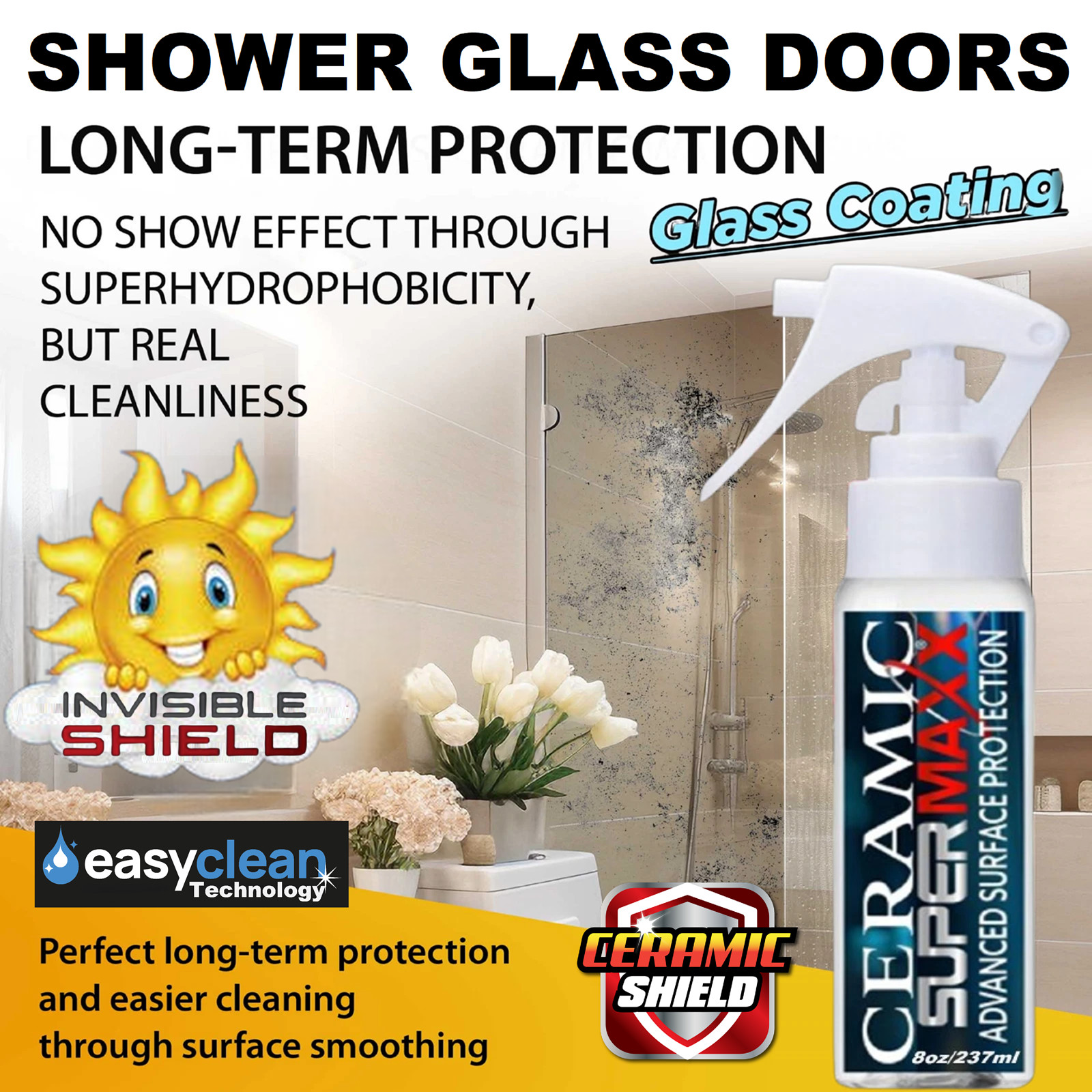 SHOWER GLASS DOOR COATING SPOT SOAP SCUM RESISTANT HARD WATER PROTECTION SPRAY