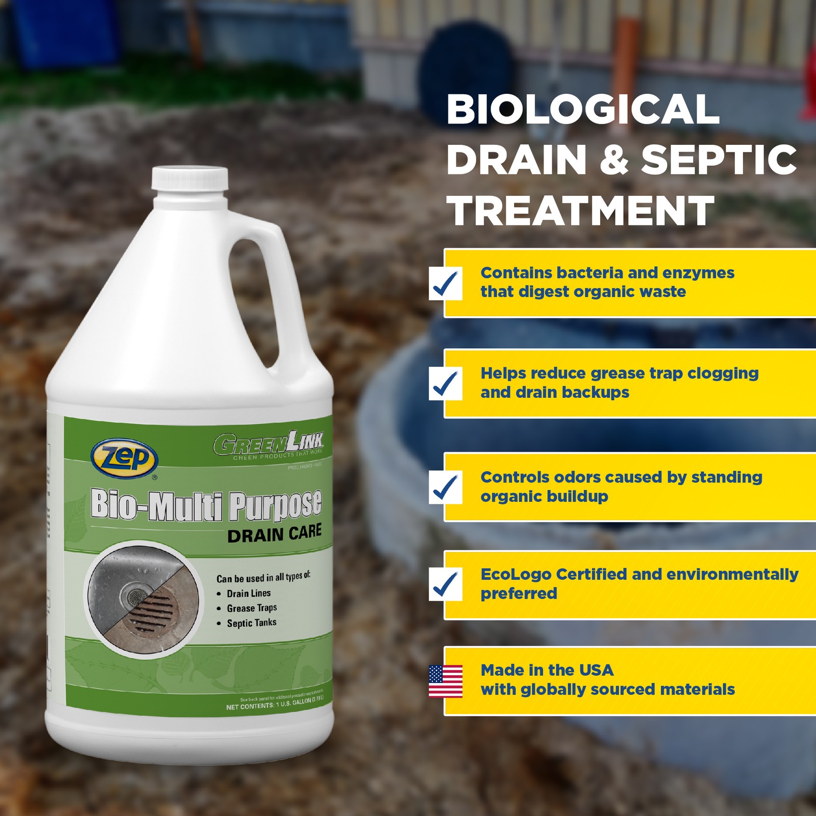 Zep Bio Multipurpose Drain Care 1 Gallon (Case of 4) 462623