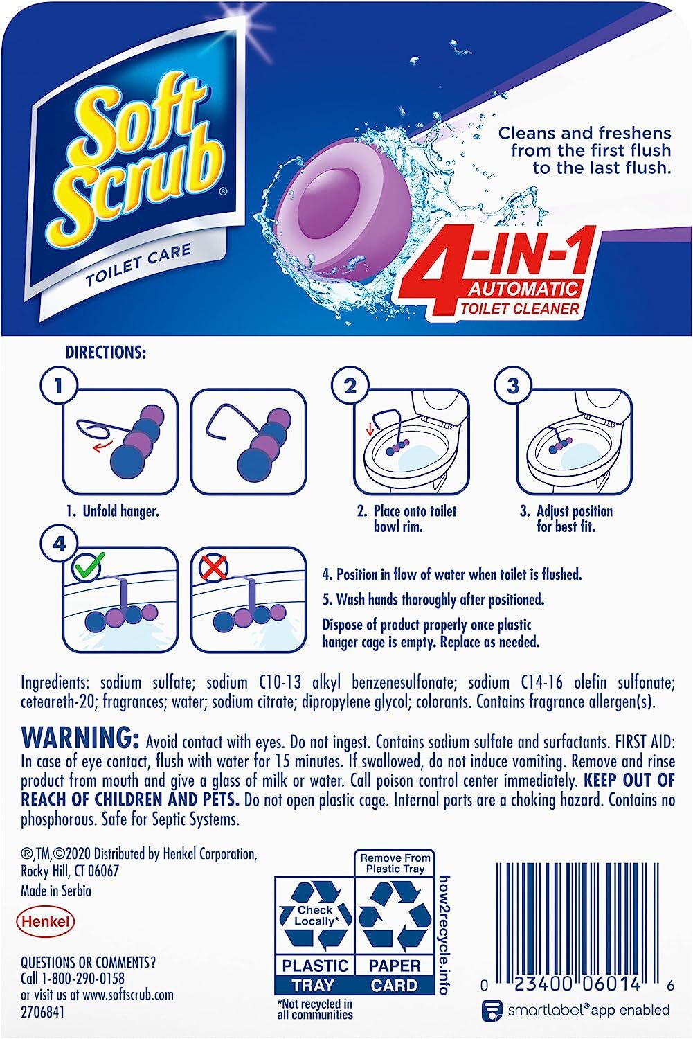 4-In-1 Rim Hanger Toilet Bowl Cleaner, Lavender, 2 Count