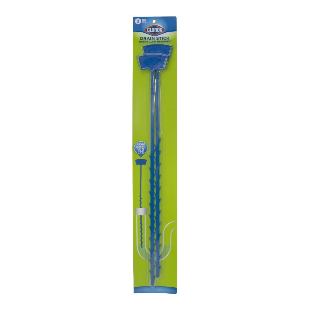20-inch Drain Cleaner Sticks for Hair and Drain Clogs, Blue, Pack of 2