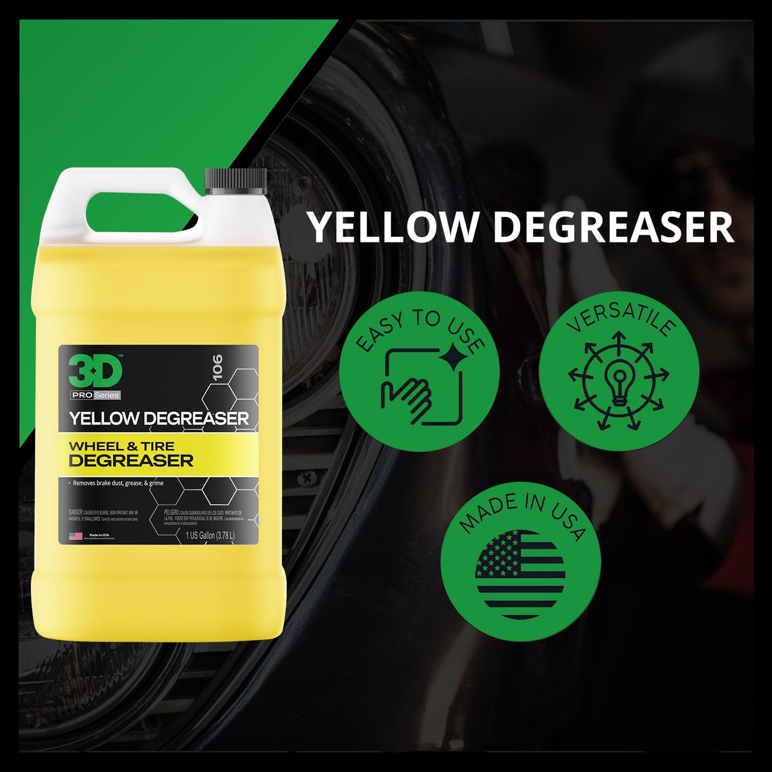 3D Yellow Degreaser 128 Fl Oz Heavy Duty Cleaning for Wheels and Tires