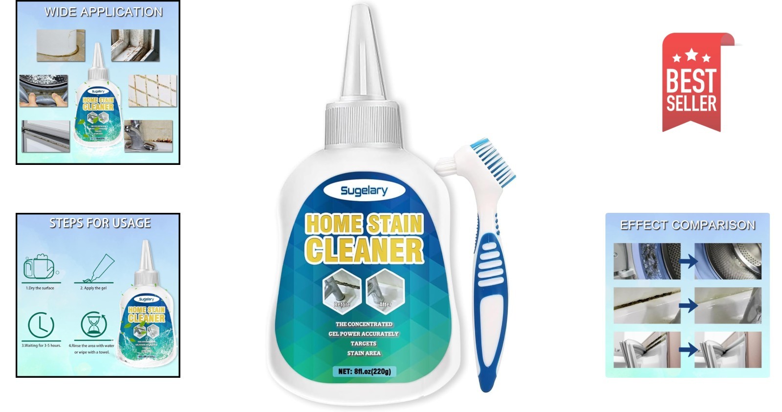 8 Fl Oz All-Purpose Mold Stain Cleaner Gel for Effortless Home Care