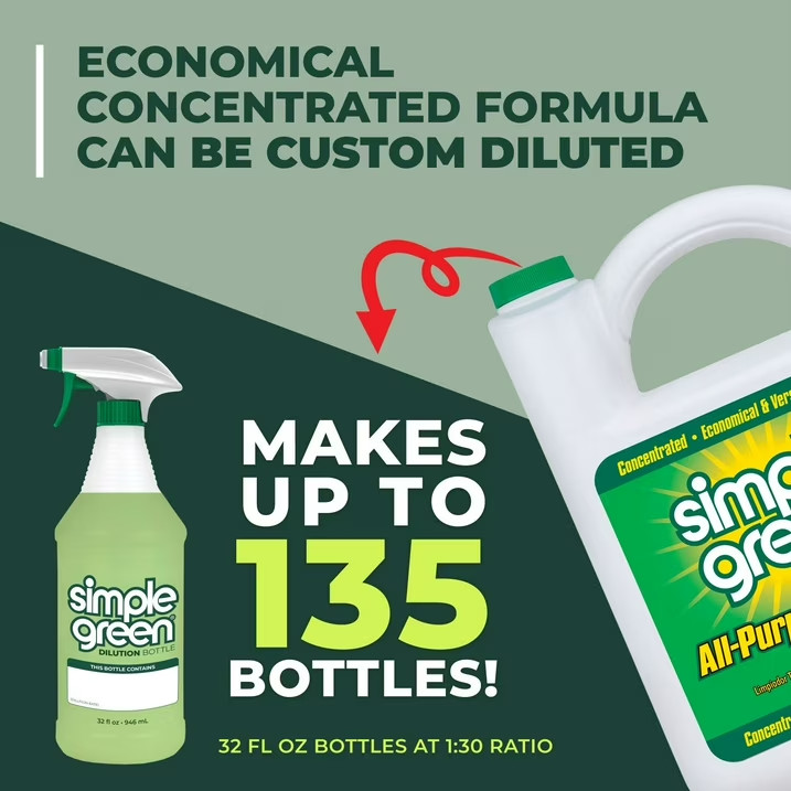 Simple Green All-Purpose Cleaner, 172 fl. oz., Spray Bottle + Refill Free Ship
