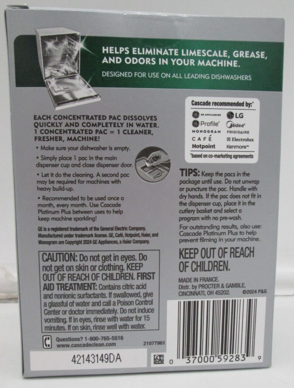 Ccascade latinum Dishwasher Cleaner 3/count Box 3 Box Lot