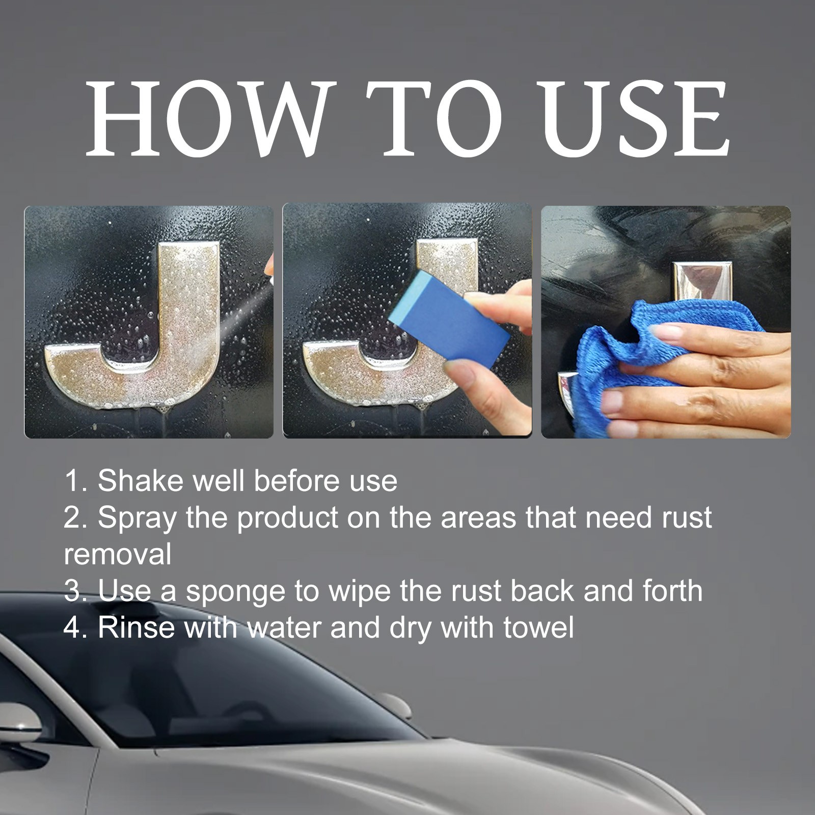 Rust Remover Spray – Iron & Brake Dust Remover for Car Wheels Metal Parts