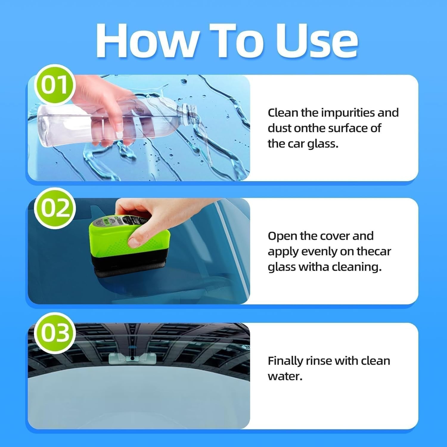 Clear Vision Car Oil Film Cleaning Brush, 2025 New Car Windshield Cleaner, Clear