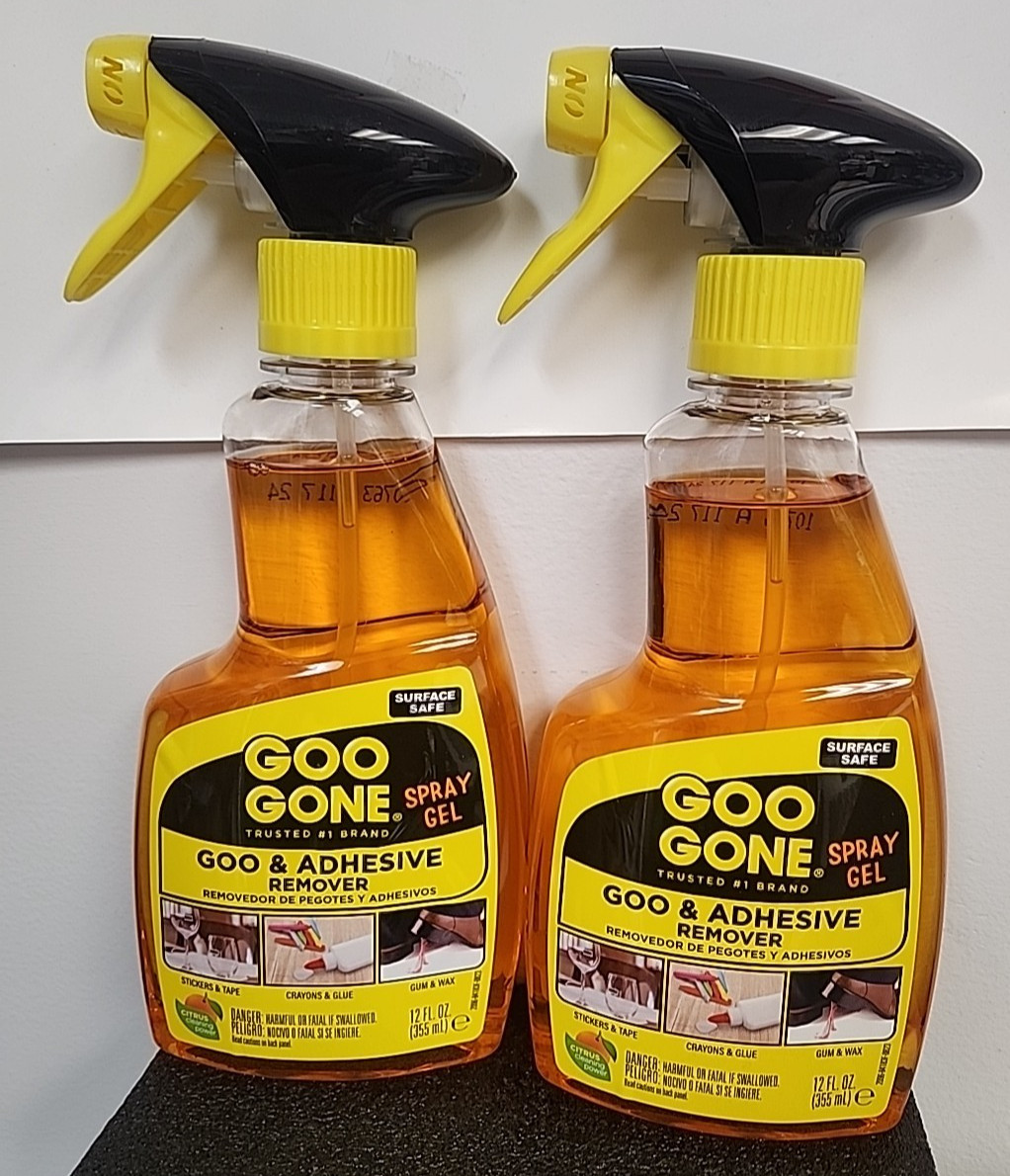 Goo Gone GOO & Adhesive Remover Spray Gel/Lot of 2/12 fl oz each